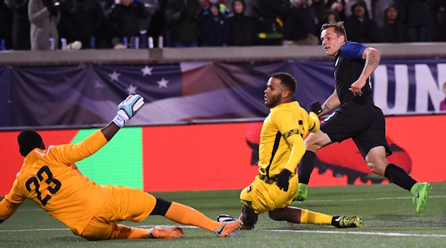 Jordan Morris scores against Jamaica