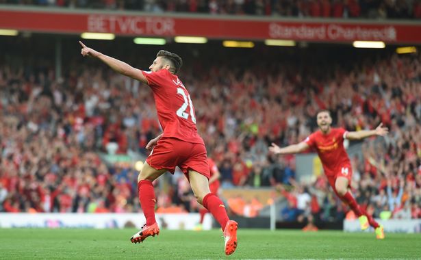 Adam Lallana scores for Liverpool