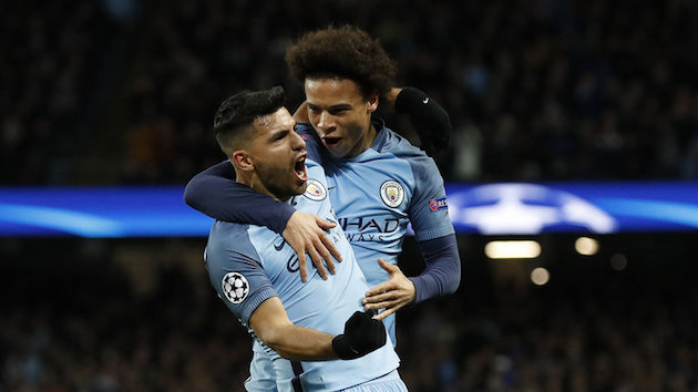 Sergio Aguero celebrates Manchester City goal