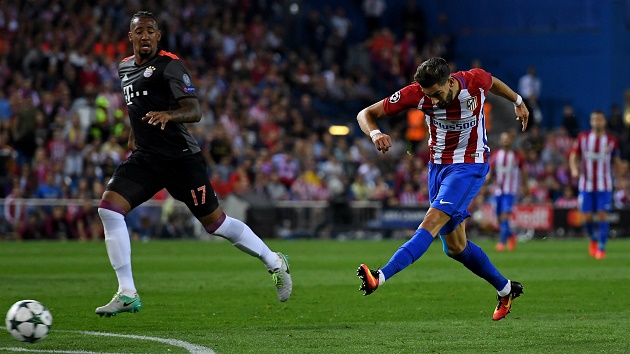 Atletico Madrid's Carrasco scores on Bayern Munich