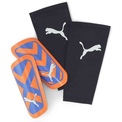 Puma Ultra Light Sleeve Shin Guards – Ultra Orange & Blue Glimmer