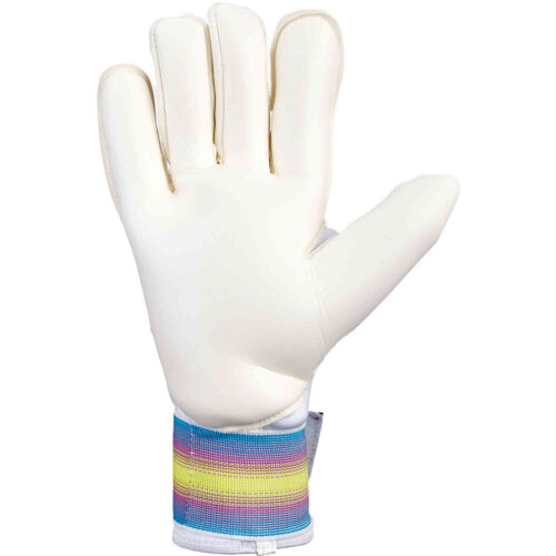 Puma Ultra Grip 1 Hybrid Pro Goalkeeper Gloves – White & Black with Spring Break with Deep Orchard with Yellow Alert