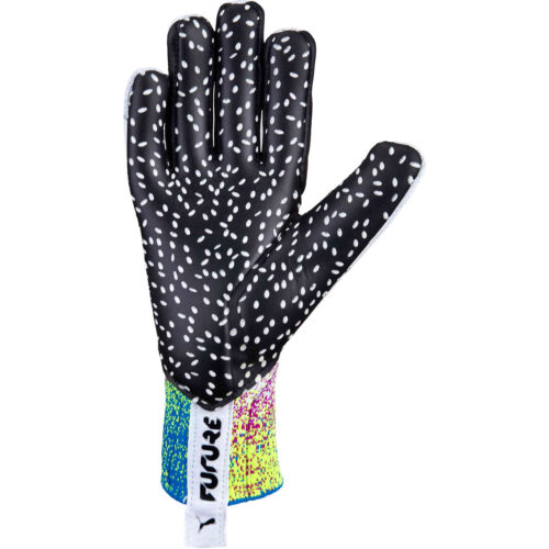 Puma Future Z Grip 1 Negative Cut Goalkeeper Gloves – White & Black with Spring Break with Deep Orchard with Yellow Alert