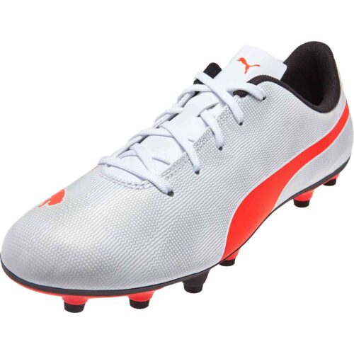 Kids Puma Rapido FG – Puma White/Light Gray Heather/Puma Black/Red Blast
