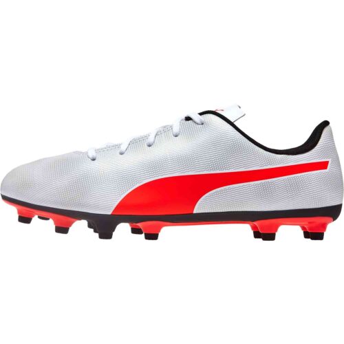 Kids Puma Rapido FG – Puma White/Light Gray Heather/Puma Black/Red Blast