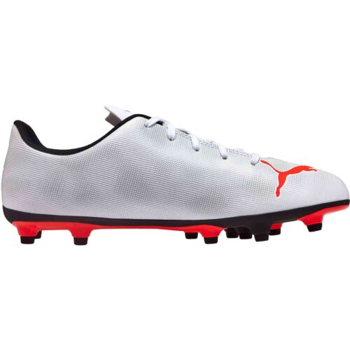 Kids Puma Rapido FG – Puma White/Light Gray Heather/Puma Black/Red Blast