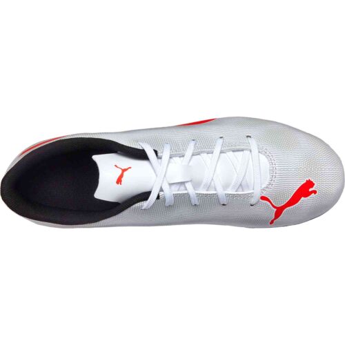 Kids Puma Rapido FG – Puma White/Light Gray Heather/Puma Black/Red Blast
