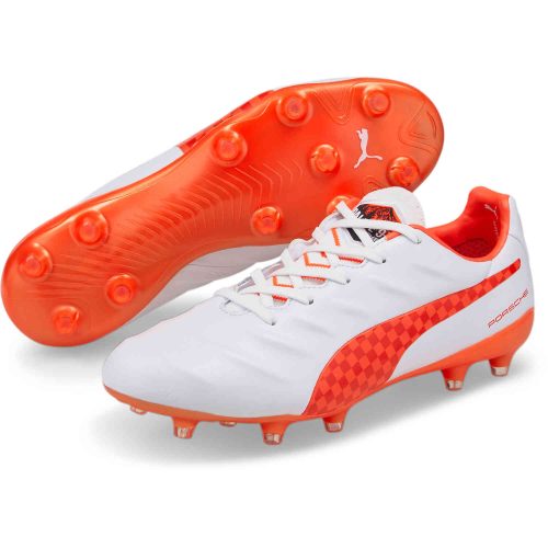 Puma Ralley King Platinum 21 FG – White & Nrgy Red with Black