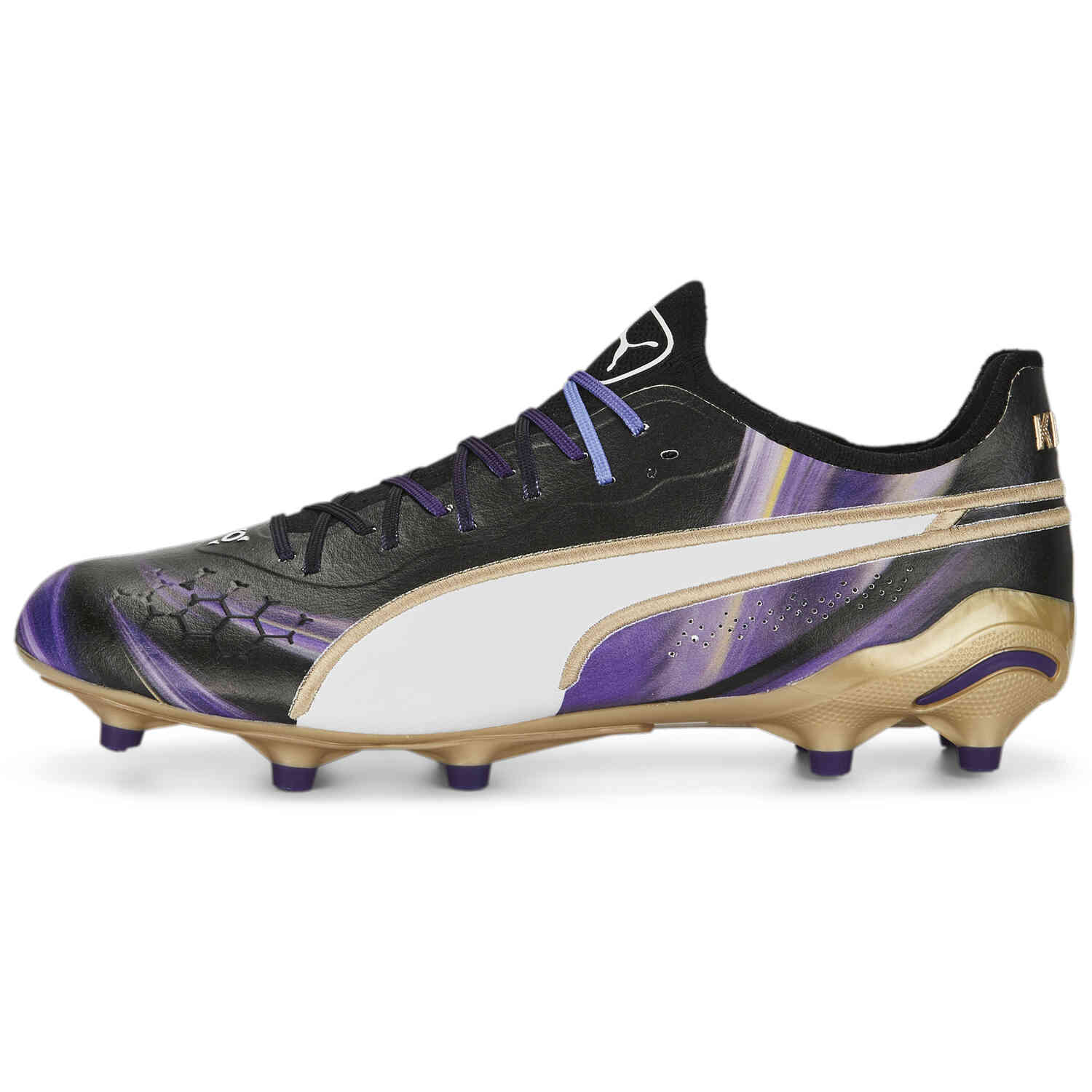 PUMA Elements King Ulitmate FG – Black & Puma Gold with Team Violet