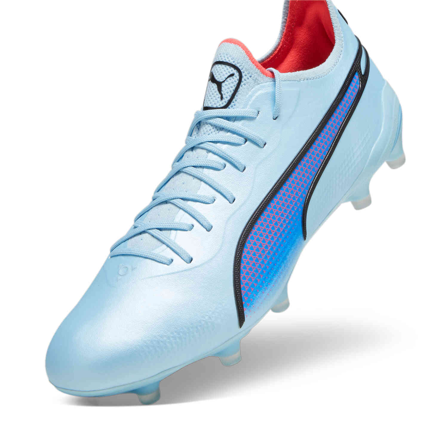 Puma King Ultimate FG Silver Sky Black with Fire Orchid SoccerPro