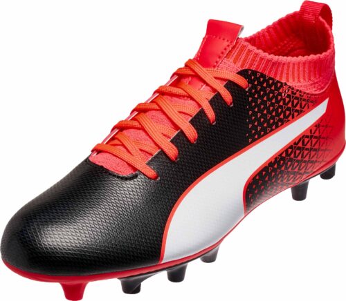 PUMA Kids evoKnit FTB FG – Black/Fiery Coral