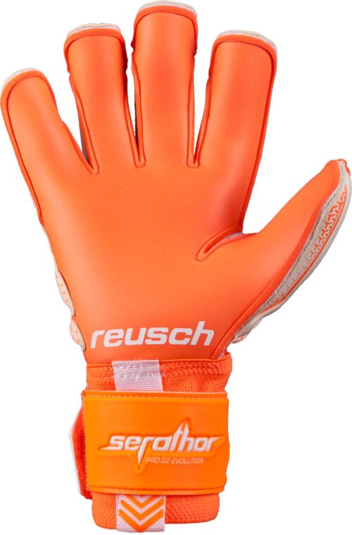Reusch Serathor Pro G2 Evolution Cut Goalkeeper Gloves – White/Shocking Orange