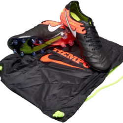 Tiempo Legend FG Black and Hyper Orange Nike Tiempo Soccer Shoes