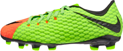 Nike Kids Hypervenom Phelon III FG – Electric Green/Hyper Orange