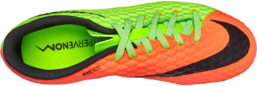 Nike Kids Hypervenom Phelon III FG – Electric Green/Hyper Orange