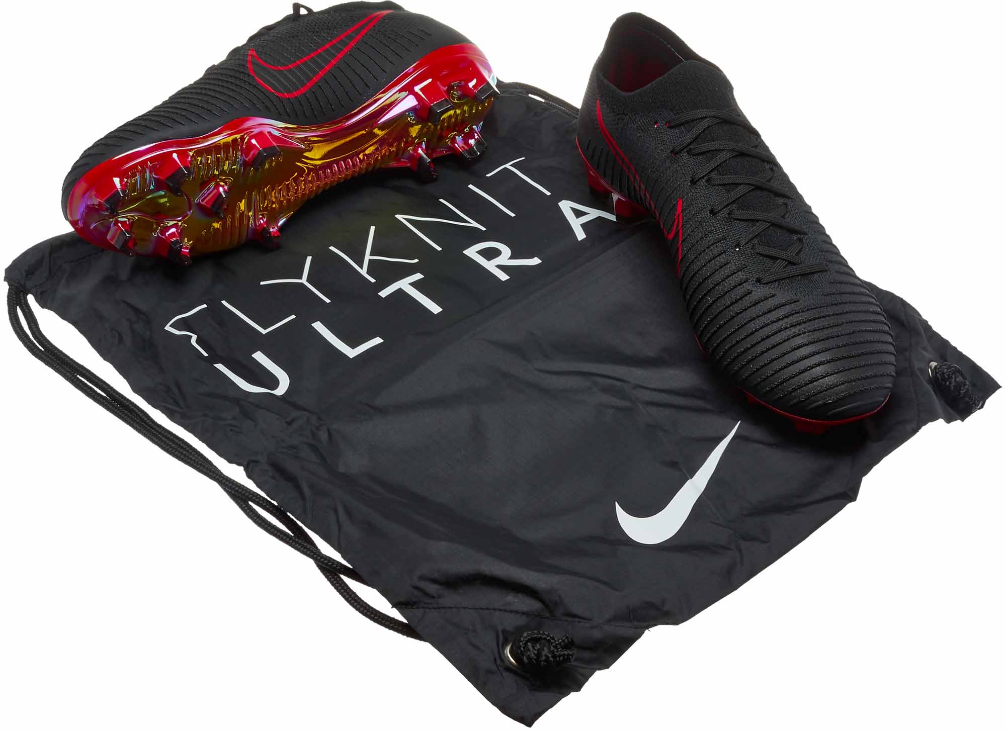 Nike Flyknit FG - Black & Red