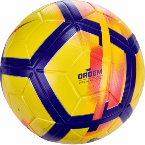 Nike Ordem V Hi-vis Match Ball – Premier League – Yellow/Crimson