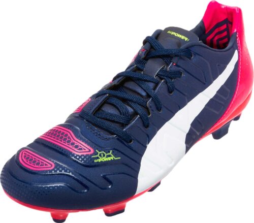 PUMA Kids evoPOWER 1.2 FG Soccer Cleats – Peacoat/White