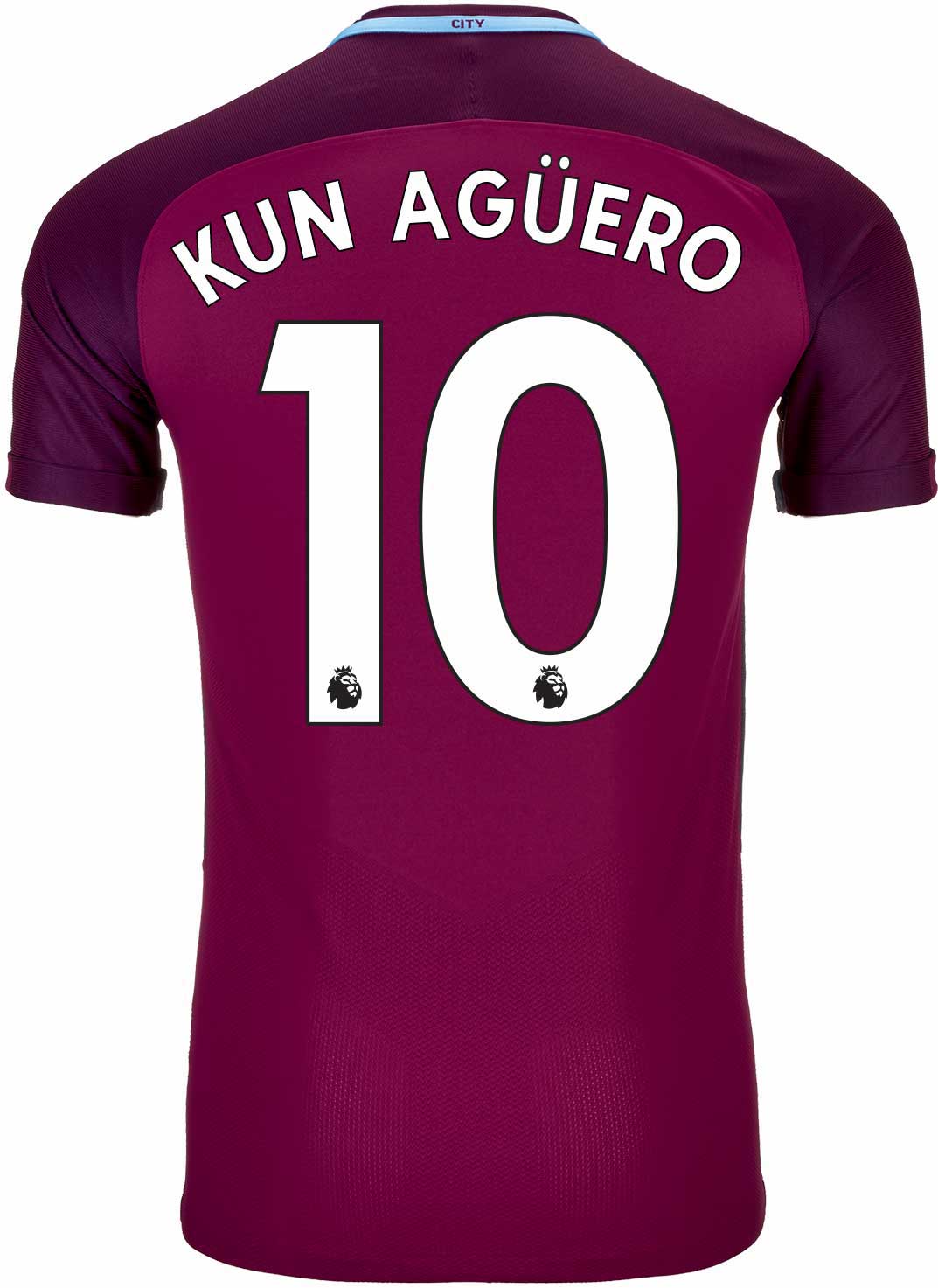 Nike Sergio Aguero Manchester City Away Match Jersey 2017-18