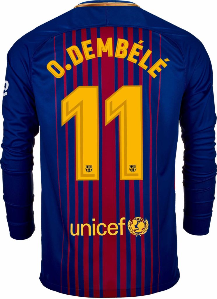 Nike Ousmane Dembele Barcelona L/S Home Jersey 201718  SoccerPro