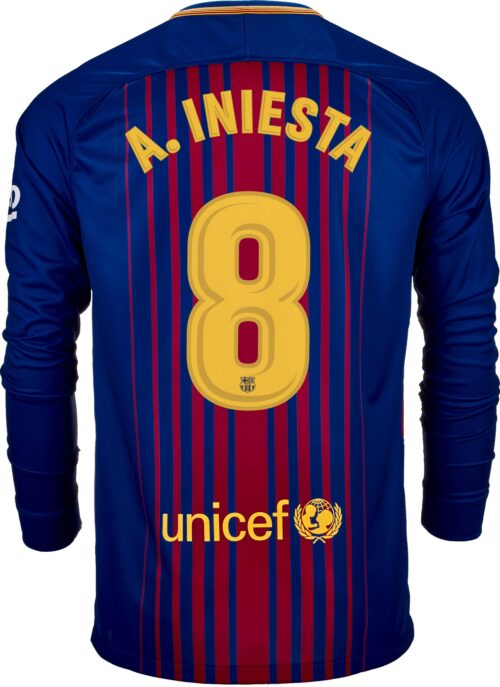 Nike Andres Iniesta Barcelona L/S Home Jersey 2017-18