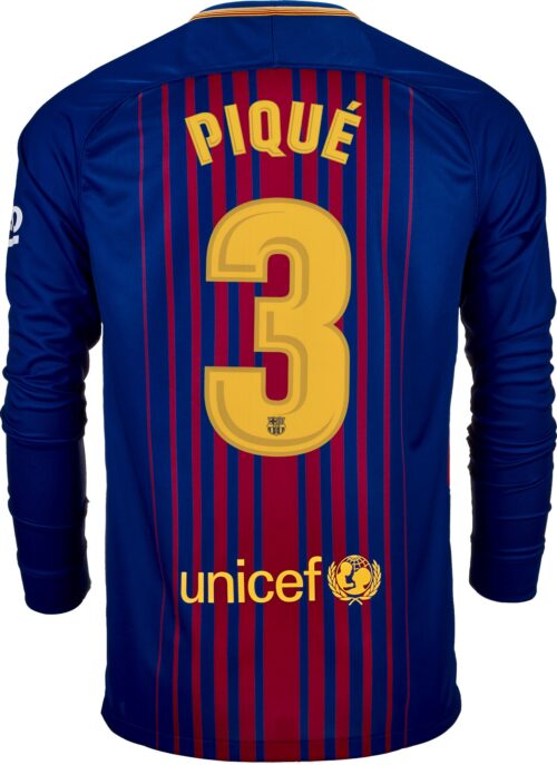 Nike Gerard Pique Barcelona L/S Home Jersey 2017-18