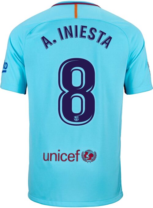 Nike Kids Andres Iniesta Barcelona Away Jersey 2017-18