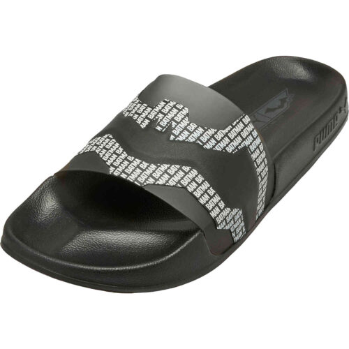 Puma Batman Leadcat 2 0 Slides – Black & Iron Gate with Surf the Web with Fiery Red