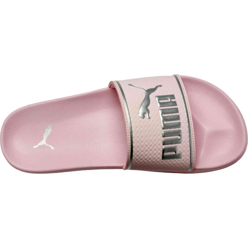 Kids Puma Leadcat 2.0 Slides – Chalk Pink & Silver