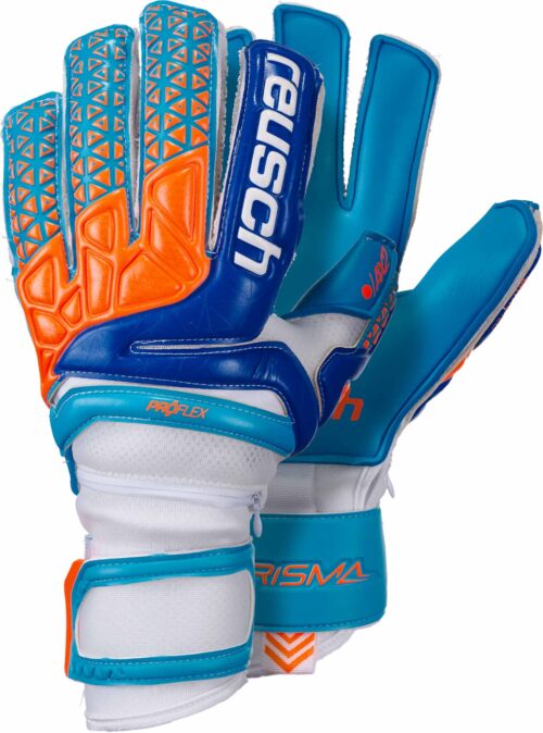 Reusch Prisma Pro AX2 Ortho-Tec Goalkeeper Gloves – White/Aqua Blue