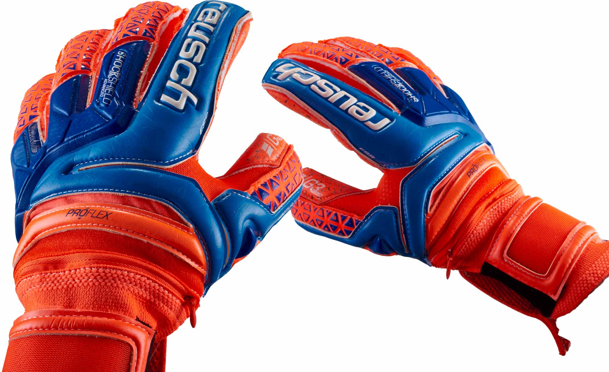 Supreme G3 Fusion Ortho-Tec Goalkeeper Gloves - Shocking Orange/Blue - SoccerPro