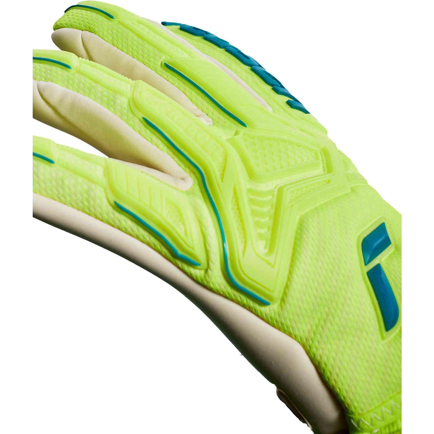 Reusch Attrakt Freegel Gold Finger Support Goalkeeper Gloves Safety Yellow Deep Blue SoccerPro