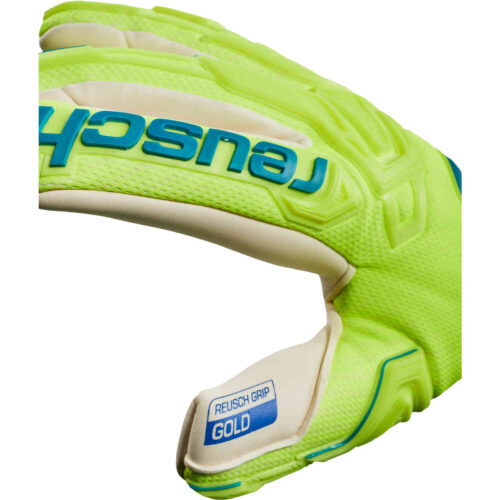 Reusch Attrakt Freegel Gold Finger Support Goalkeeper Gloves – Safety Yellow & Deep Blue