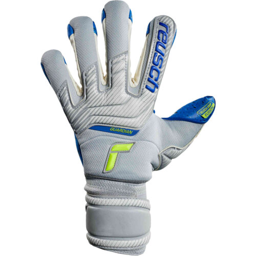 Reusch Attrakt Fusion Ortho-Tec Guardian Goalkeeper Gloves – Vapor Grey & Safety Yellow with Deep Blue