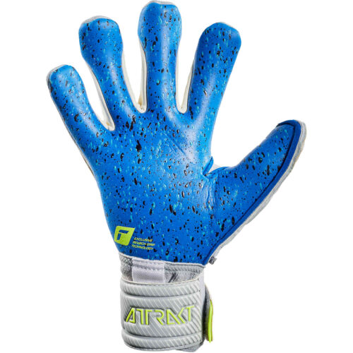 Reusch Attrakt Fusion Ortho-Tec Guardian Goalkeeper Gloves – Vapor Grey & Safety Yellow with Deep Blue