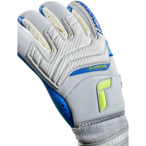 Reusch Attrakt Fusion Ortho-Tec Guardian Goalkeeper Gloves – Vapor Grey & Safety Yellow with Deep Blue