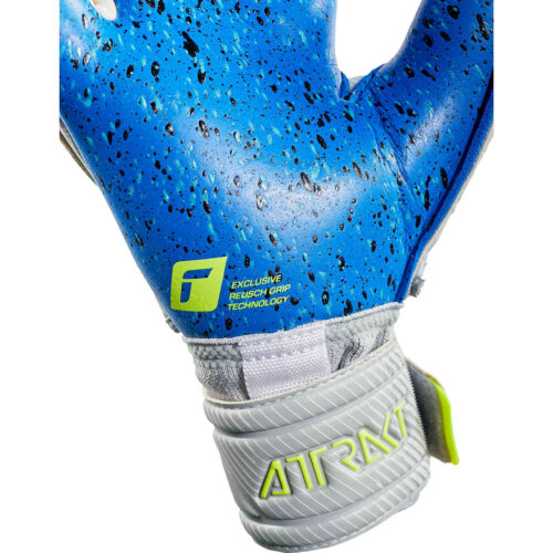 Reusch Attrakt Fusion Ortho-Tec Guardian Goalkeeper Gloves – Vapor Grey & Safety Yellow with Deep Blue