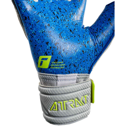 Reusch Attrakt Fusion Guardian Goalkeeper Gloves – Vapor Grey & Safety Yellow with Deep Blue