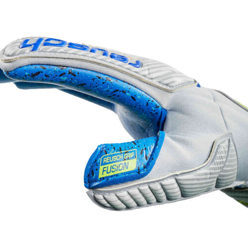 Reusch Attrakt Fusion Guardian Goalkeeper Gloves – Vapor Grey & Safety Yellow with Deep Blue