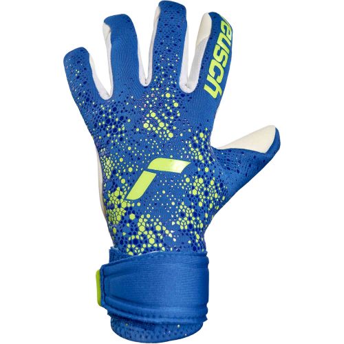 Kids Reusch Pure Contact Silver Goalkeeper Gloves – True Blue & Safety Yellow