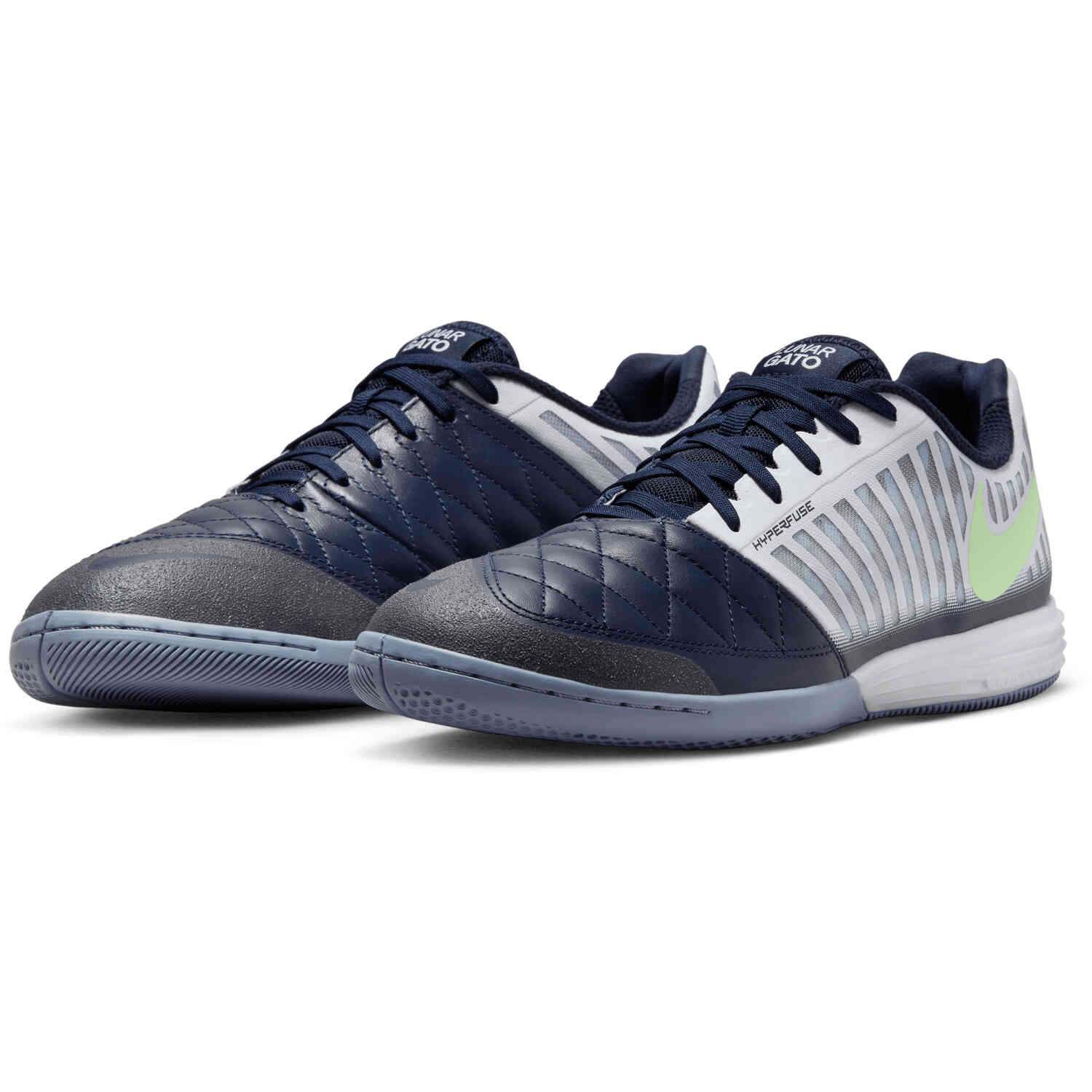 Nike Lunargato II IC - White & Barely Volt with Blue SoccerPro