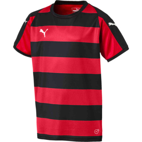 Kids Puma Liga Hooped Jersey – Red/Black