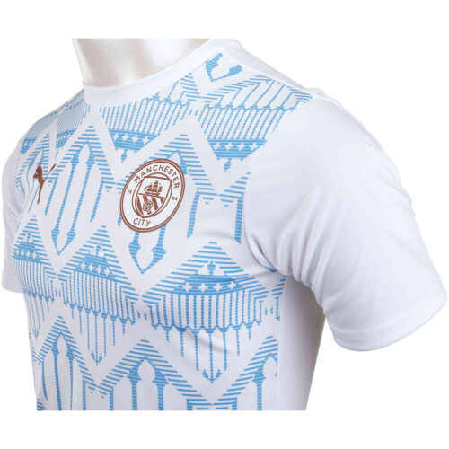 PUMA Manchester City Pre-match Top – Puma White/Team Light Blue