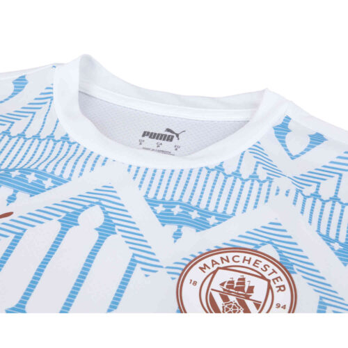 PUMA Manchester City Pre-match Top – Puma White/Team Light Blue