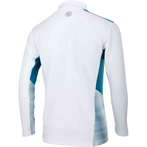 PUMA Manchester City 1/4 zip Drill Top – White/Ocean Depths