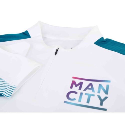 PUMA Manchester City 1/4 zip Drill Top – White/Ocean Depths