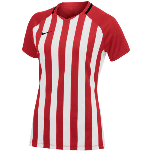Womens Nike Striped Division III Jersey – University Red/White