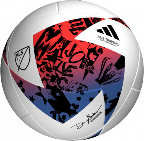adidas 2023 MLS Training Soccer Ball – White & Blue with Red
