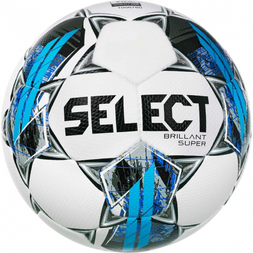 Select NFHS Brillant Super TB Premium Match Soccer Ball – White & Grey with Blue