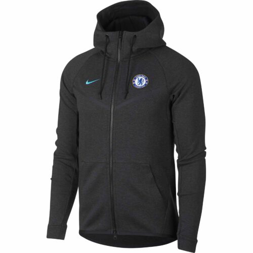 Nike Chelsea Tech Fleece Windrunner Jacket – Black Heather/Omega Blue